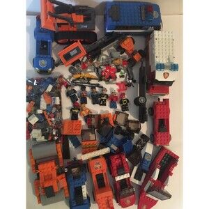Mega Bloks Police Fire Patrol Rescue Construction Worker Set Tools Hat Figures